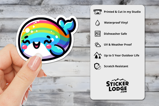 Whale Kawaii Vinyl Sticker | Sticker Lodge