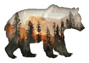 Bear and Forest Nature Silhouette Double Exposure sticker