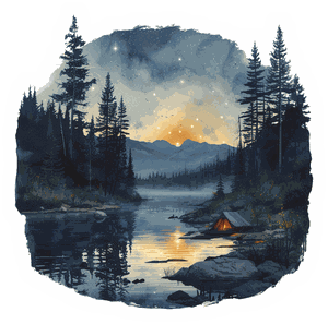 Watercolor Wilderness Camping sticker