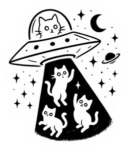 Cat Flying UFO sticker