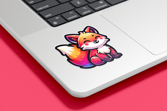 Happy Cute Kawaii Fox Vinyl Sticker | Sticker Lodge