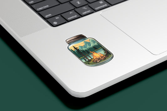 Campfire in a Jar Vinyl Sticker | Sticker Lodge