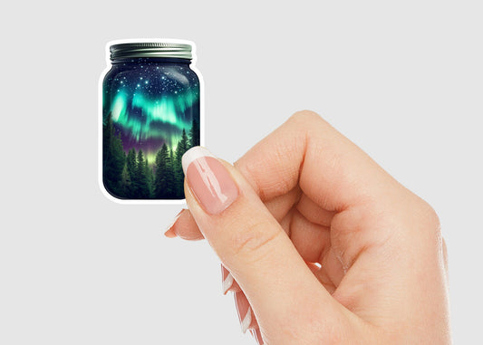 Northern Lights in a Jar Vinyl Sticker | Sticker Lodge