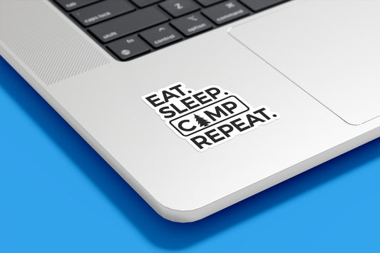 Eat Sleep Camp Repeat Vinyl Sticker | Sticker Lodge
