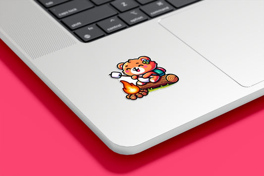 Happy Camper Bear Vinyl Sticker | Sticker Lodge
