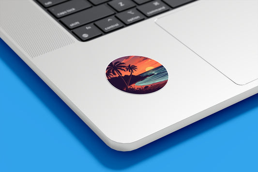Tropical Beach Sunset Vinyl Sticker | Sticker Lodge