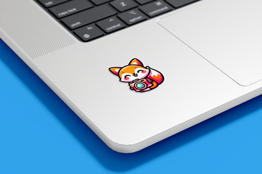 Fox Photographer Kawaii Vinyl Sticker | Sticker Lodge