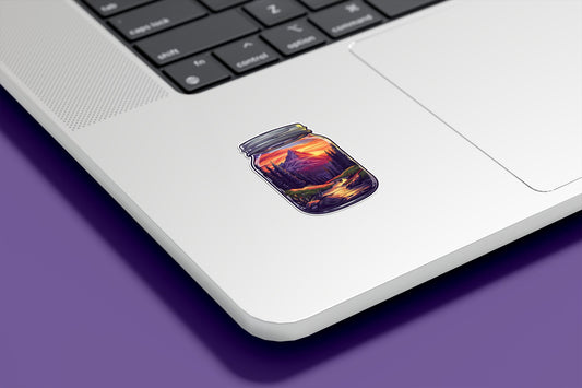 Sunset Mountain Escape Vinyl Sticker | Sticker Lodge
