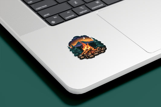 Night Campfire Vinyl Sticker | Sticker Lodge
