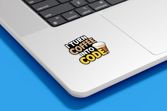 I Turn Coffee Into Code Vinyl Sticker | Sticker Lodge