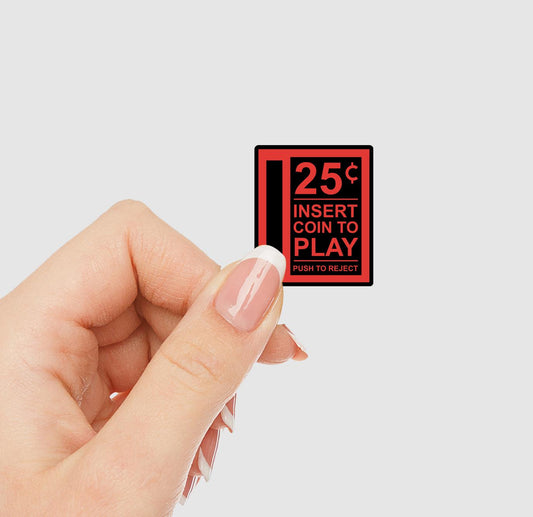 Retro Arcade 25 Cents Insert Coin Vinyl Sticker | Sticker Lodge