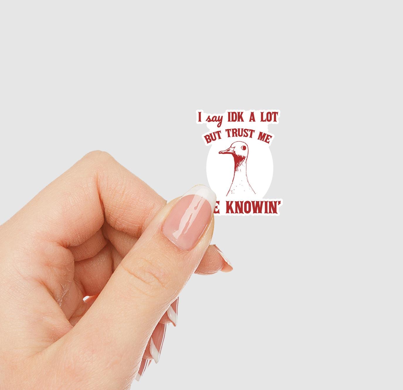I Say IDK A Lot But Trust Me I Be Knowing Vinyl Sticker | Sticker Lodge