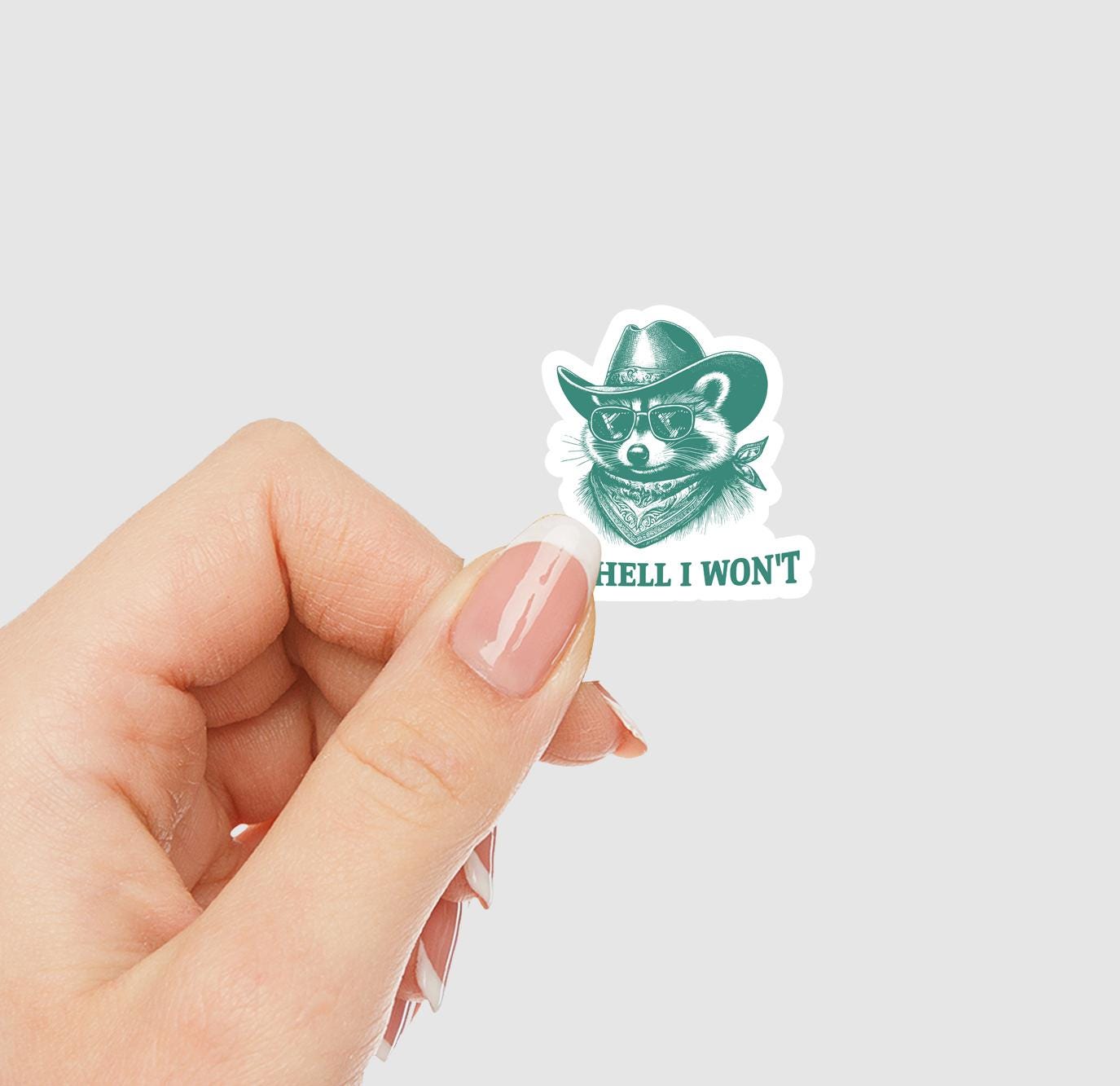 The Hell I Wont Raccoon Vinyl Sticker | Sticker Lodge
