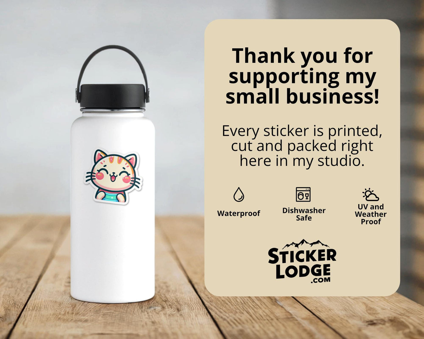 Kawaii Cat Vinyl Sticker | Sticker Lodge