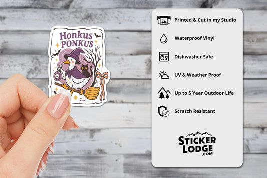 Honkus Ponkus Goose Witch Vinyl Sticker | Sticker Lodge