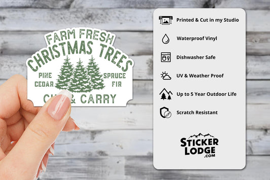 Farm Fresh Christmas Trees Vinyl Sticker | Sticker Lodge