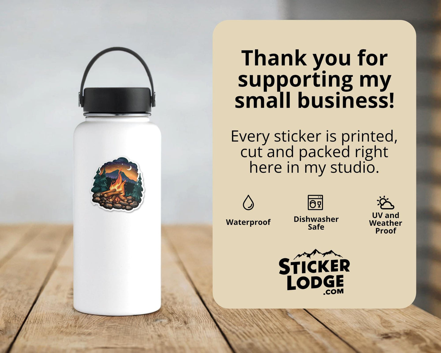Campfire Under the Stars Vinyl Sticker | Sticker Lodge