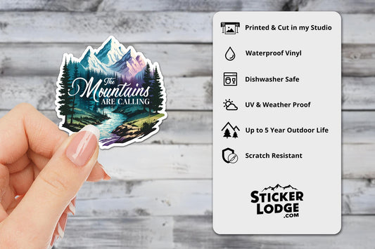 The Mountains are Calling Vinyl Sticker | Sticker Lodge