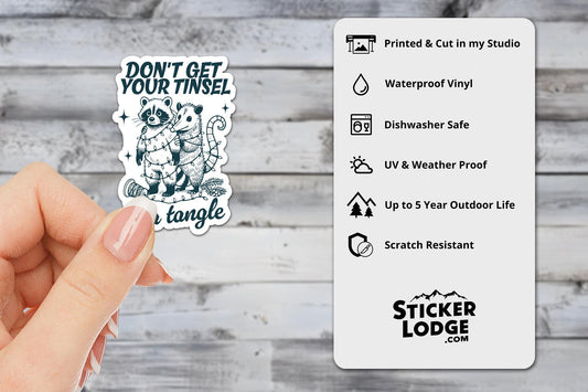 Don't Get Your Tinsel In A Tangle Vinyl Sticker | Sticker Lodge