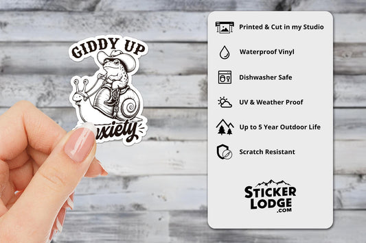 Giddy Up Anxiety Vinyl Sticker | Sticker Lodge