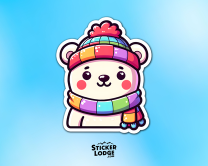 Polar Bear Kawaii Style Vinyl Sticker | Sticker Lodge