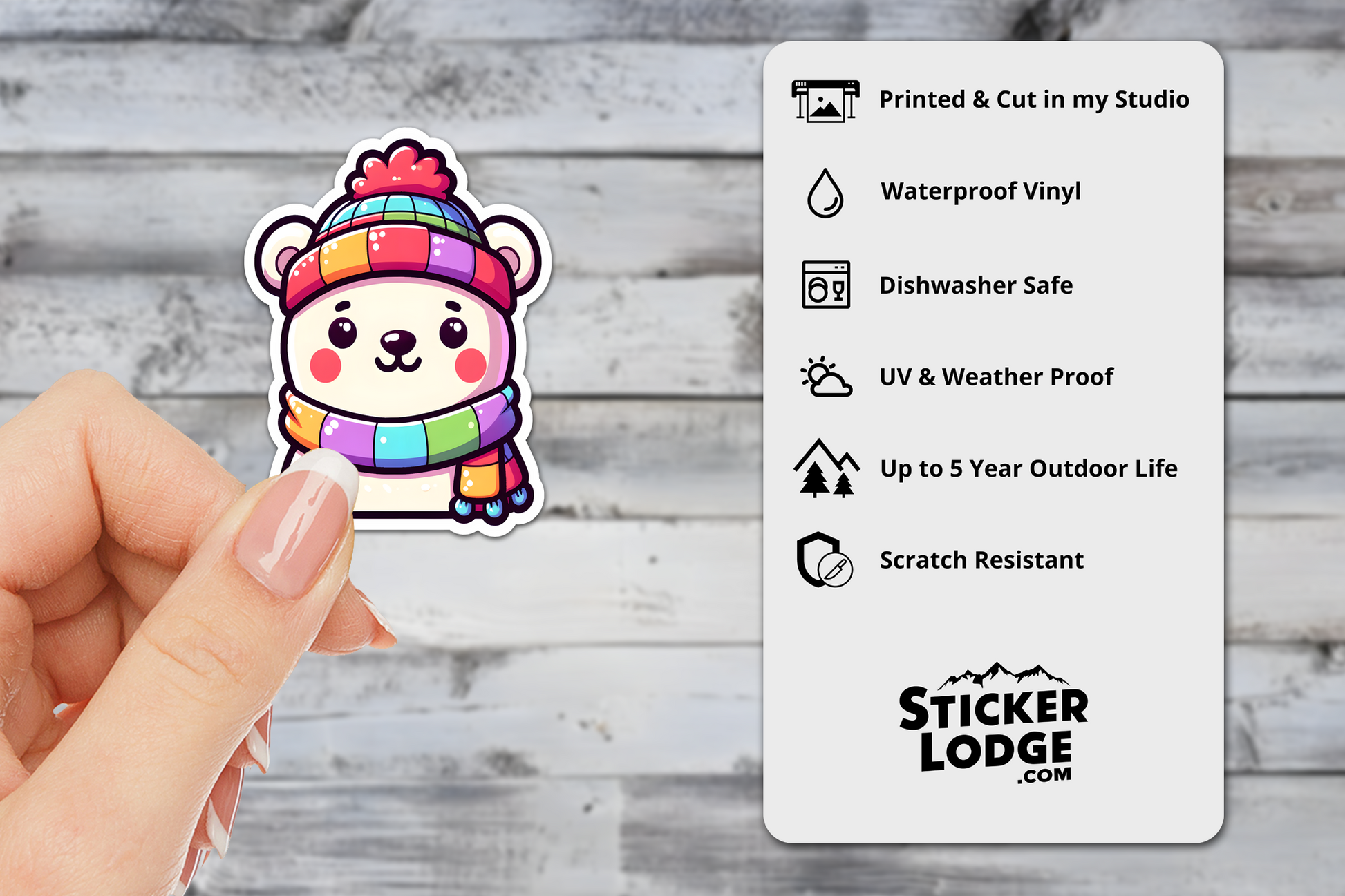 Polar Bear Kawaii Style Vinyl Sticker | Sticker Lodge