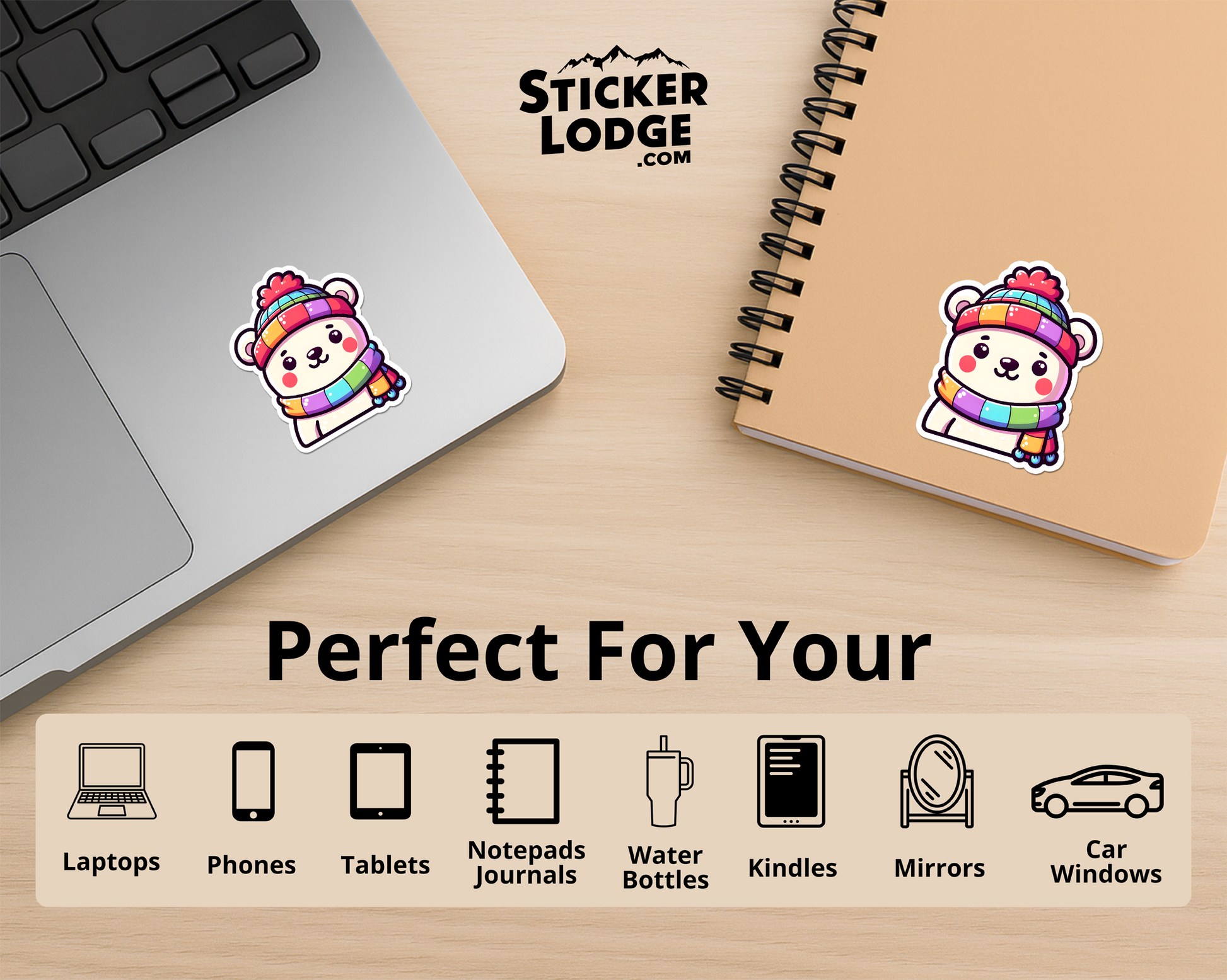 Polar Bear Kawaii Style Vinyl Sticker | Sticker Lodge