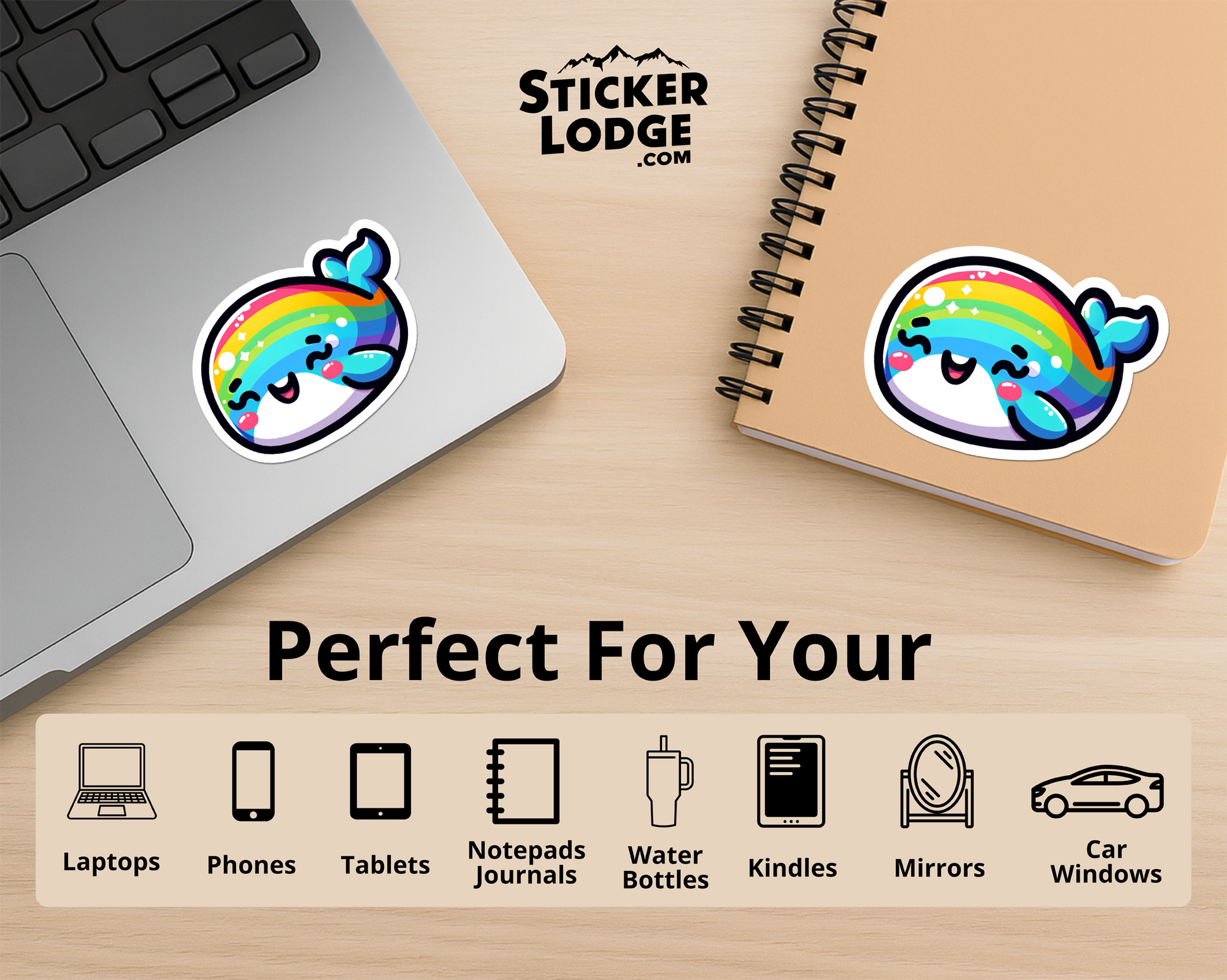 Whale Kawaii Vinyl Sticker | Sticker Lodge