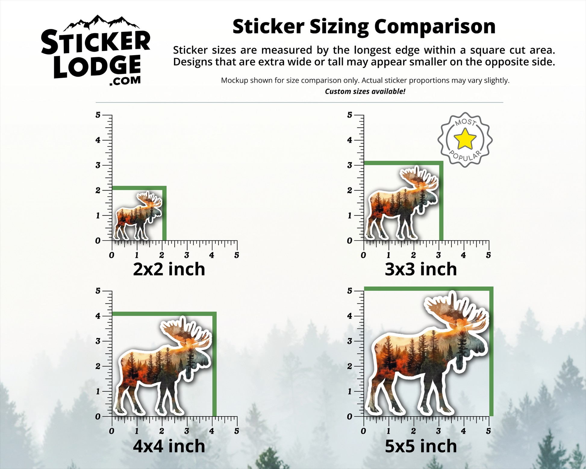Moose and Forest Nature Double Exposure Vinyl Sticker | Sticker Lodge