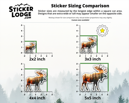 Moose and Forest Nature Double Exposure Vinyl Sticker | Sticker Lodge