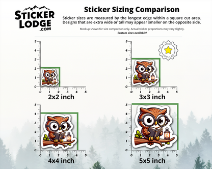 Owl Reading a Book Vinyl Sticker | Sticker Lodge