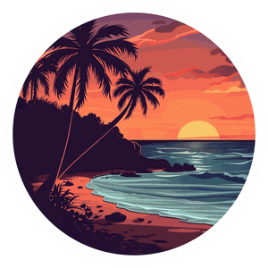 Tropical Beach Sunset sticker