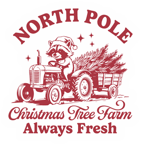 North Pole Christmas Tree Farm Raccoon sticker