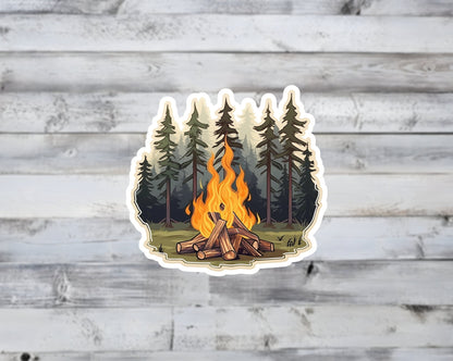 Forest Campfire Vinyl Sticker | Sticker Lodge
