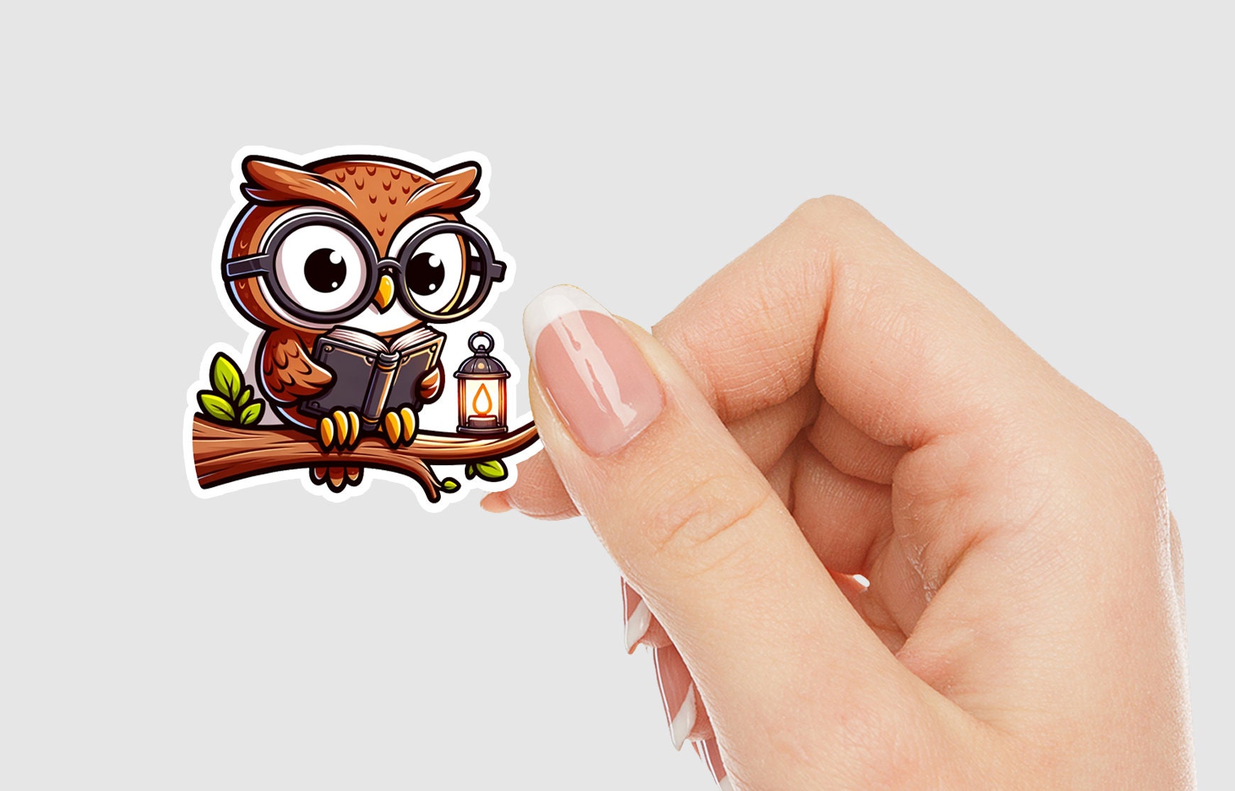 Owl Reading a Book Vinyl Sticker | Sticker Lodge