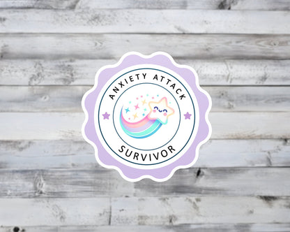 Anxiety Attack Survivor Vinyl Sticker | Sticker Lodge