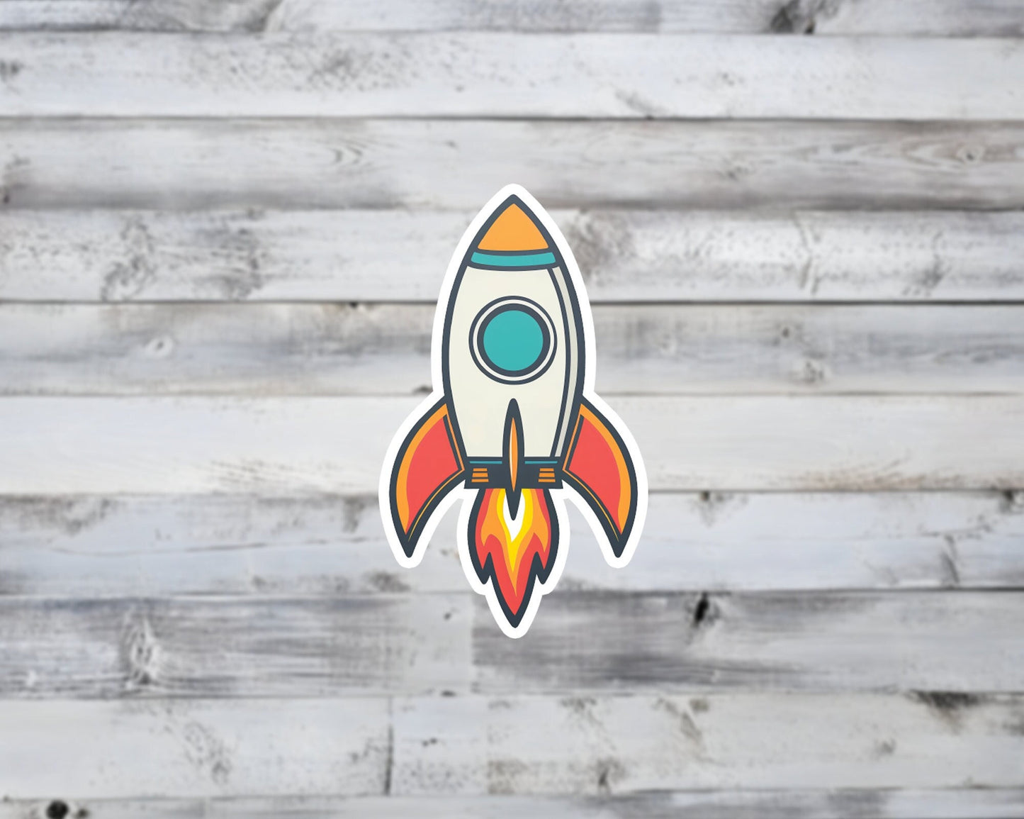 Retro Rocket Vinyl Sticker | Sticker Lodge