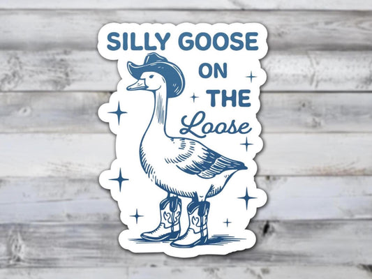 Silly Goose On The Loose Vinyl Sticker | Sticker Lodge