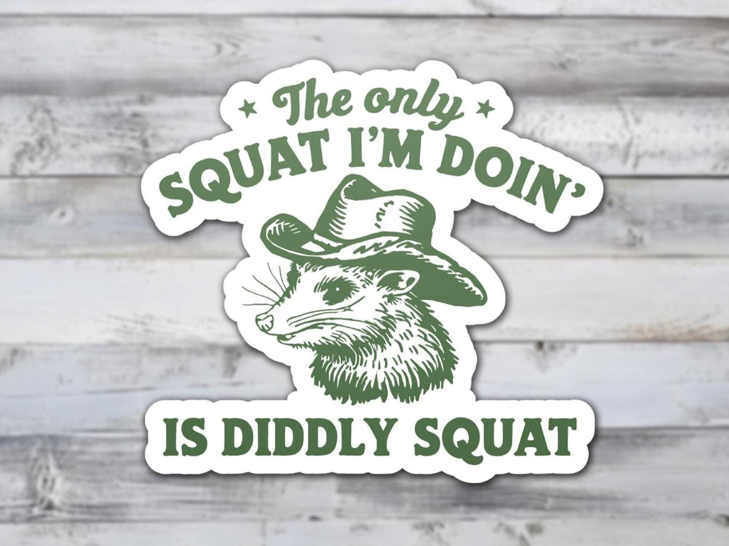 The Only Squat I'm Doing Is Diddly Squat Vinyl Sticker | Sticker Lodge