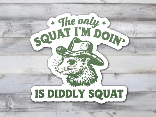 The Only Squat I'm Doing Is Diddly Squat Vinyl Sticker | Sticker Lodge