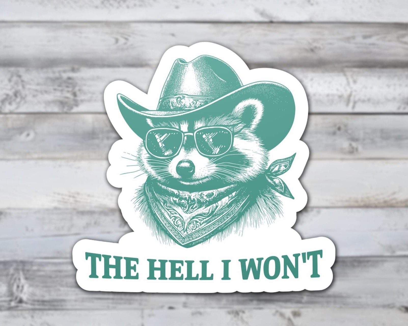 The Hell I Wont Raccoon Vinyl Sticker | Sticker Lodge