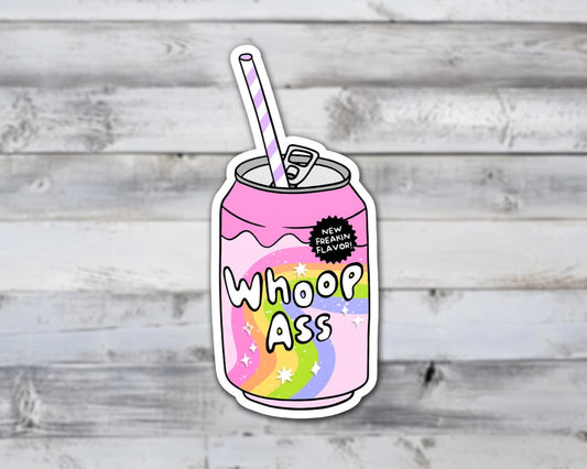 Can of Whoop Ass Vinyl Sticker | Sticker Lodge