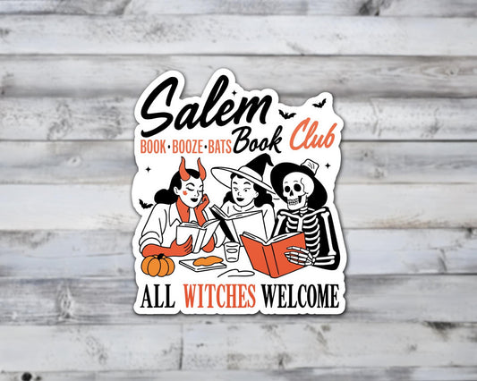 Salem Book Club All Witches Welcome Vinyl Sticker | Sticker Lodge