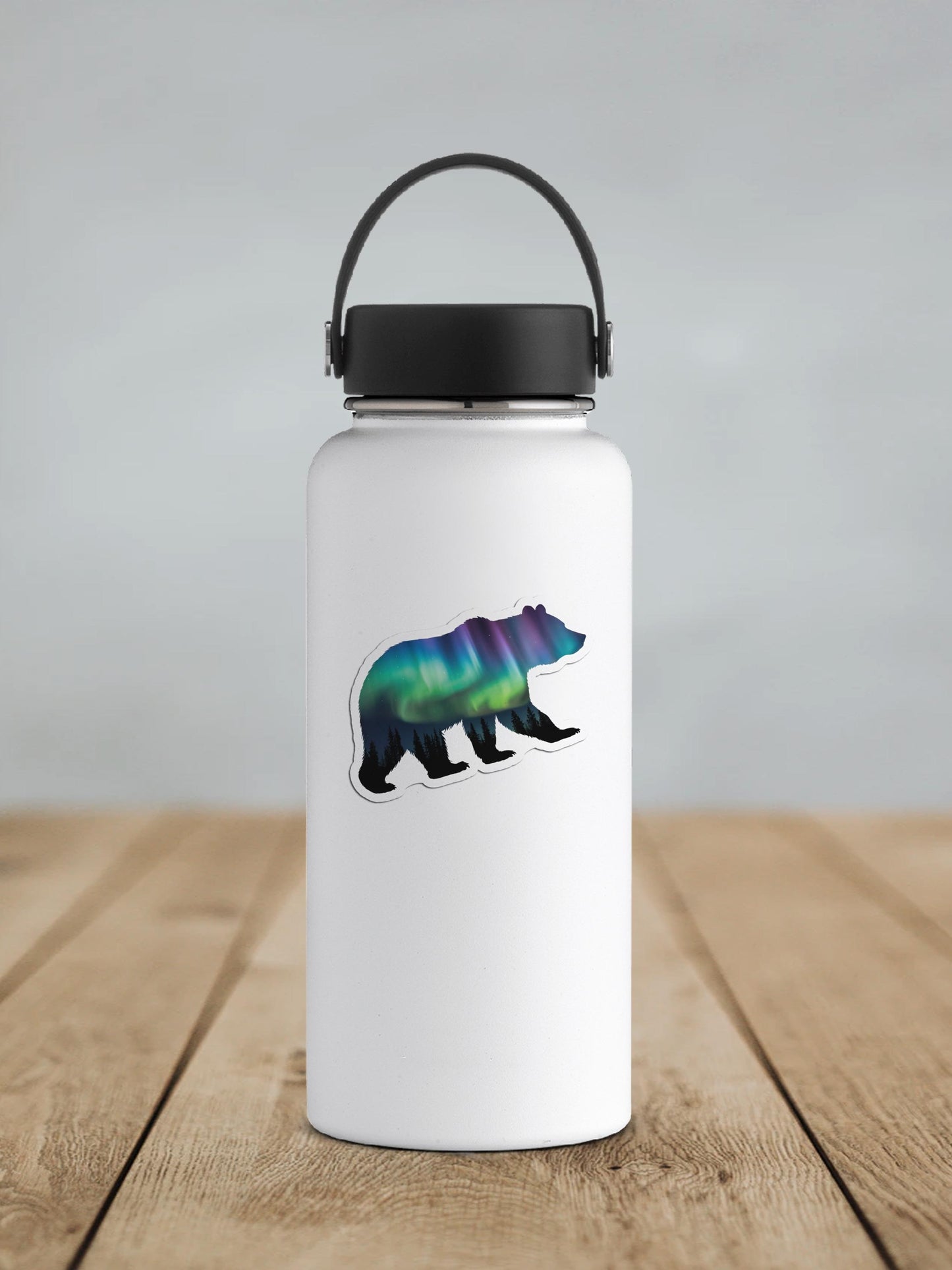 Northern Lights Bear Vinyl Sticker | Sticker Lodge