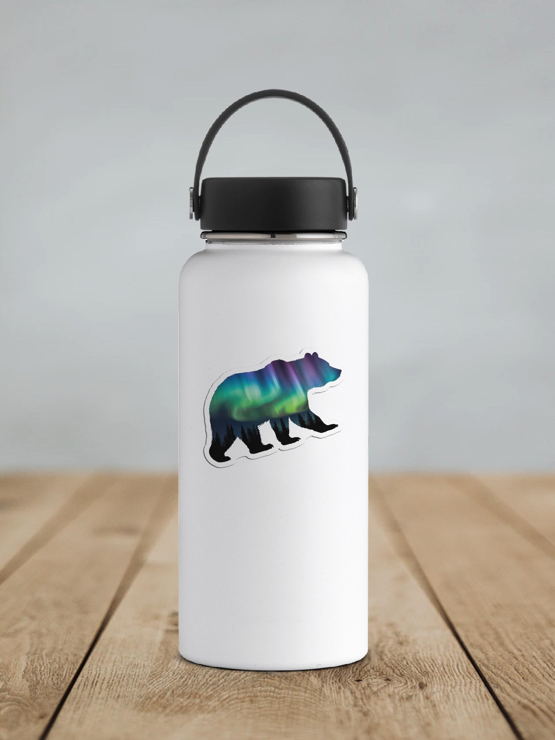 Northern Lights Bear Vinyl Sticker | Sticker Lodge