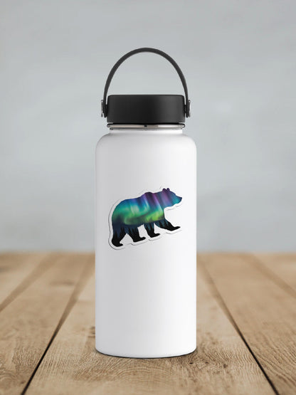 Northern Lights Bear Vinyl Sticker | Sticker Lodge