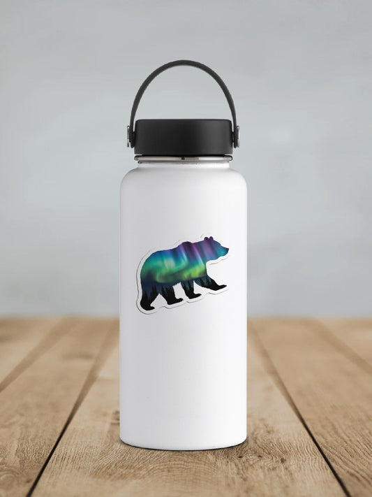 Northern Lights Bear Vinyl Sticker | Sticker Lodge