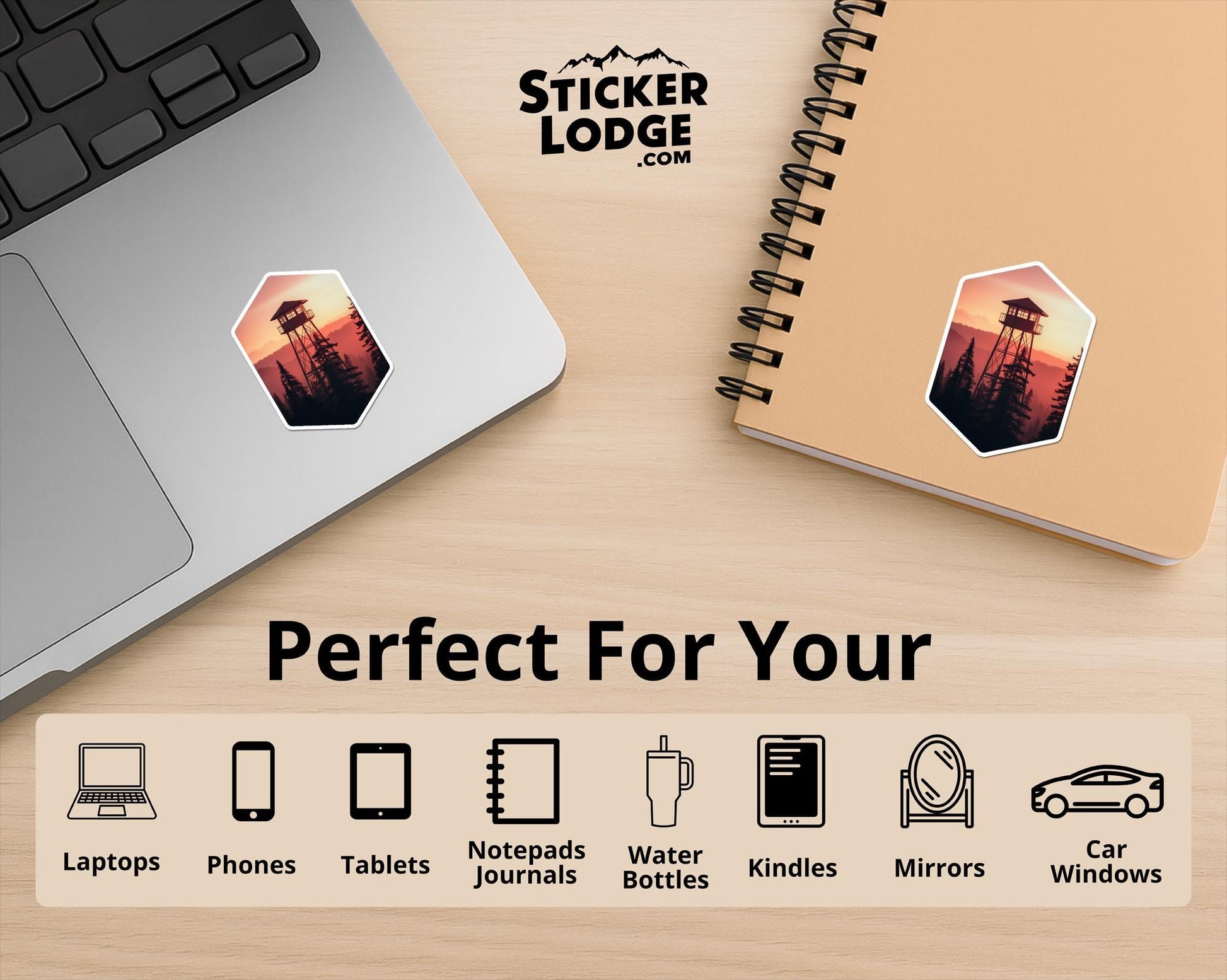 Firewatch Tower Sunset Vinyl Sticker | Sticker Lodge