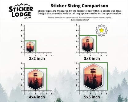 Firewatch Tower Sunset Vinyl Sticker | Sticker Lodge