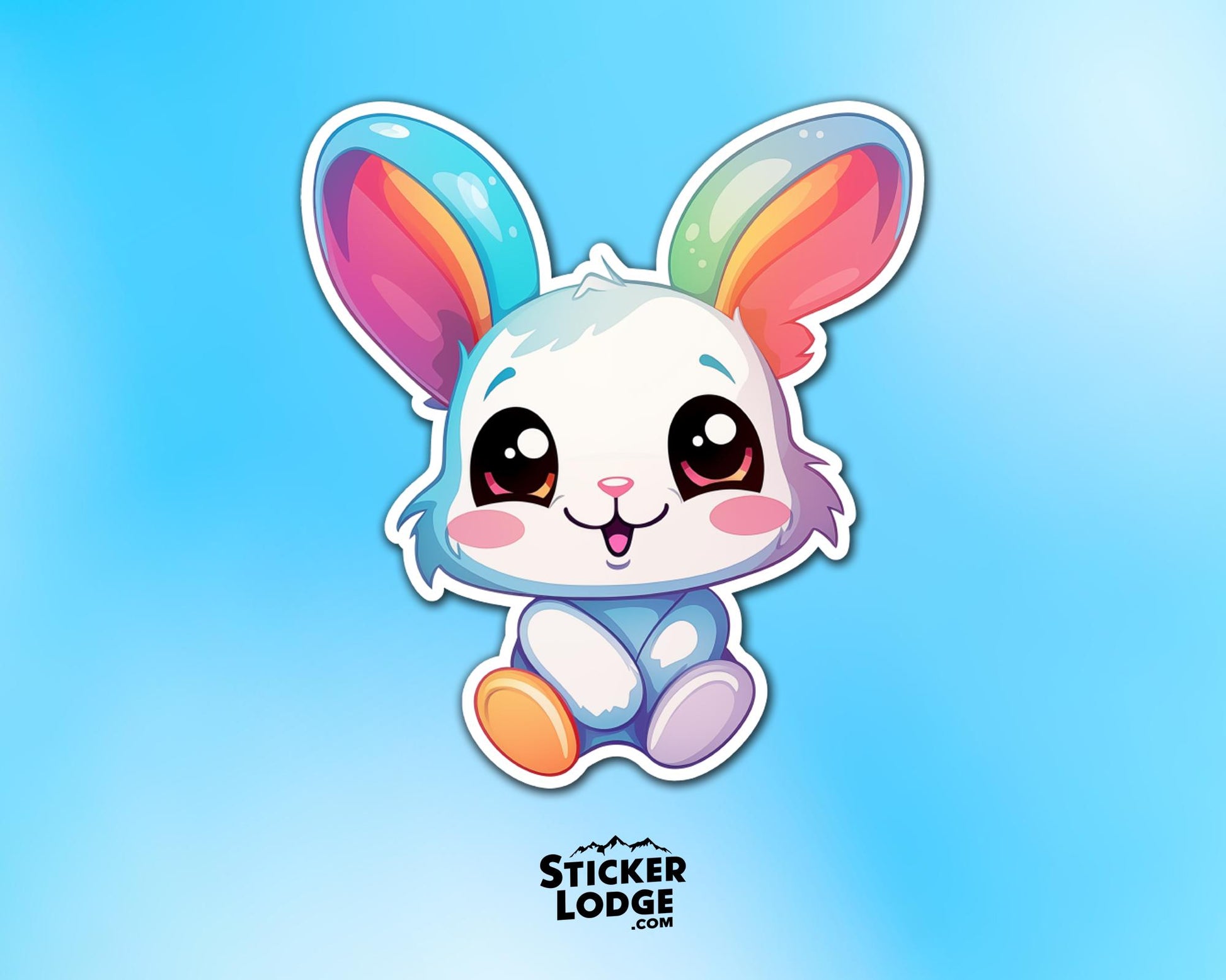 Kawaii Rainbow Bunny Vinyl Sticker | Sticker Lodge